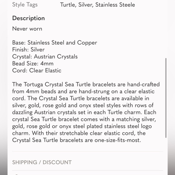 Nogu Tortuga | Silver | Crystal Sea Turtle Bracelet - Picture 2 of 5
